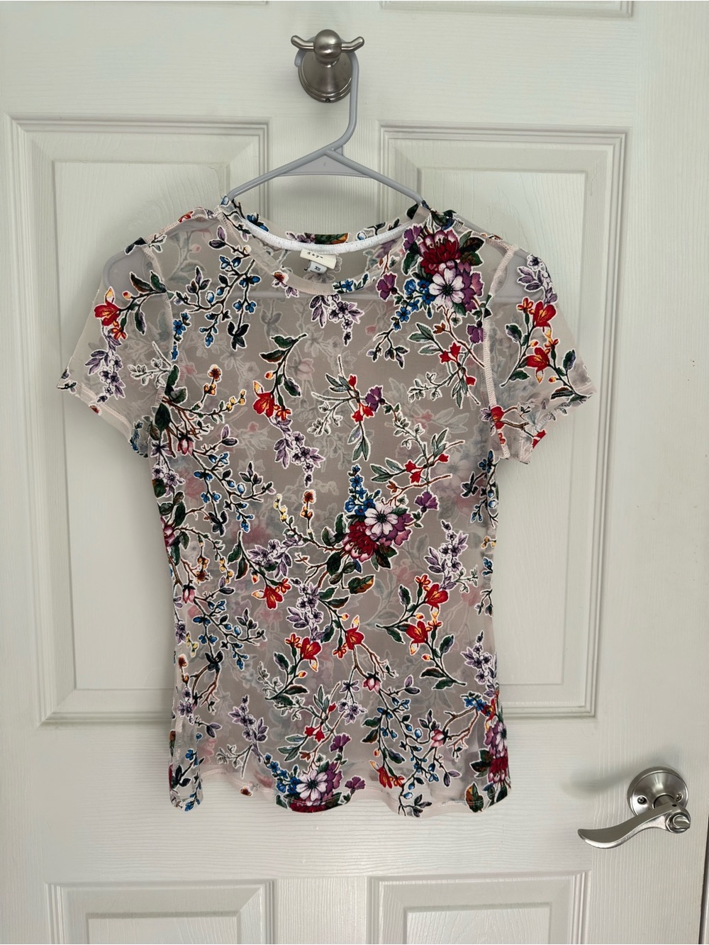 Floral Mesh Short Sleeve Top - Multi